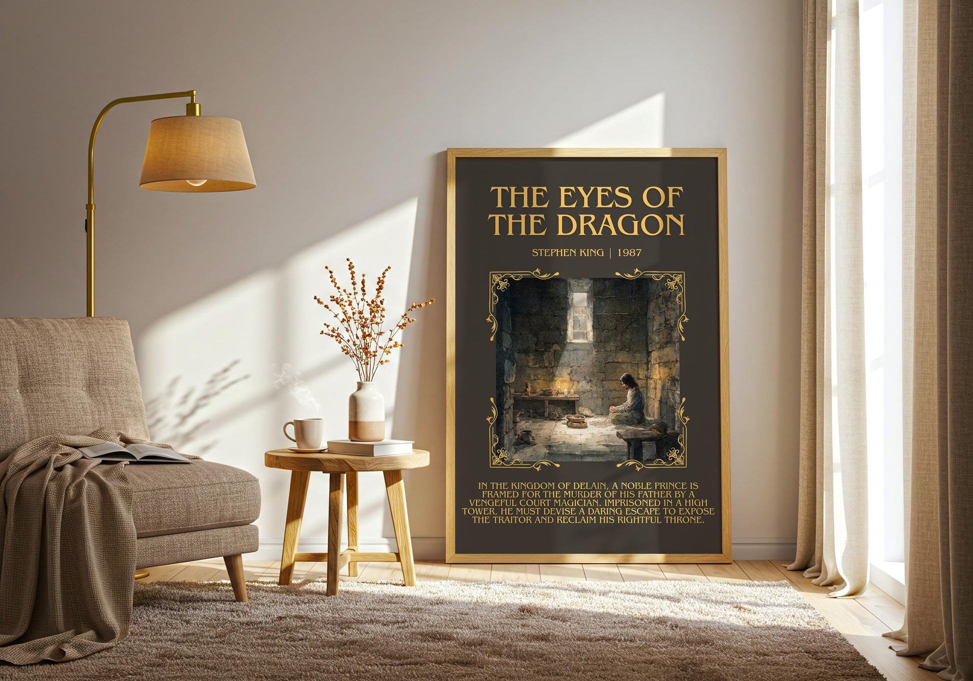 The Eyes Of The Dragon by Stephen King Descriptive Poster Print.Free Delivery Wall Art Author&Blurb Book Artwork Novel Poster Minimalist