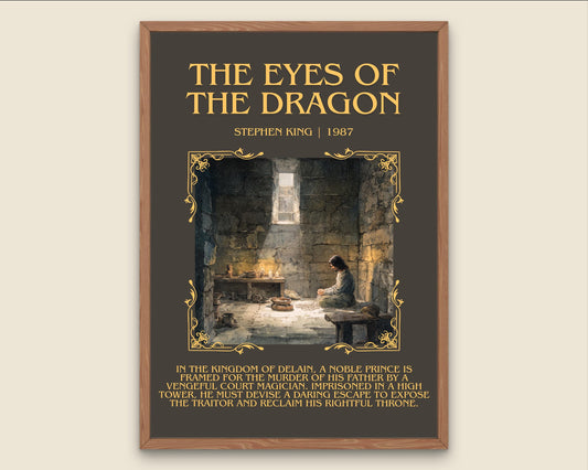 The Eyes Of The Dragon by Stephen King Descriptive Poster Print.Free Delivery Wall Art Author&Blurb Book Artwork Novel Poster Minimalist