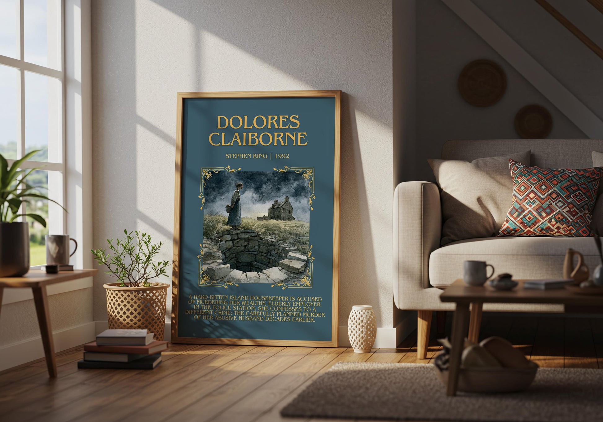 Dolores Claiborne by Stephen King Descriptive, High Quality Poster Print.Free Delivery Wall Art. Author&Blurb Book Artwork Novel Nook Gift