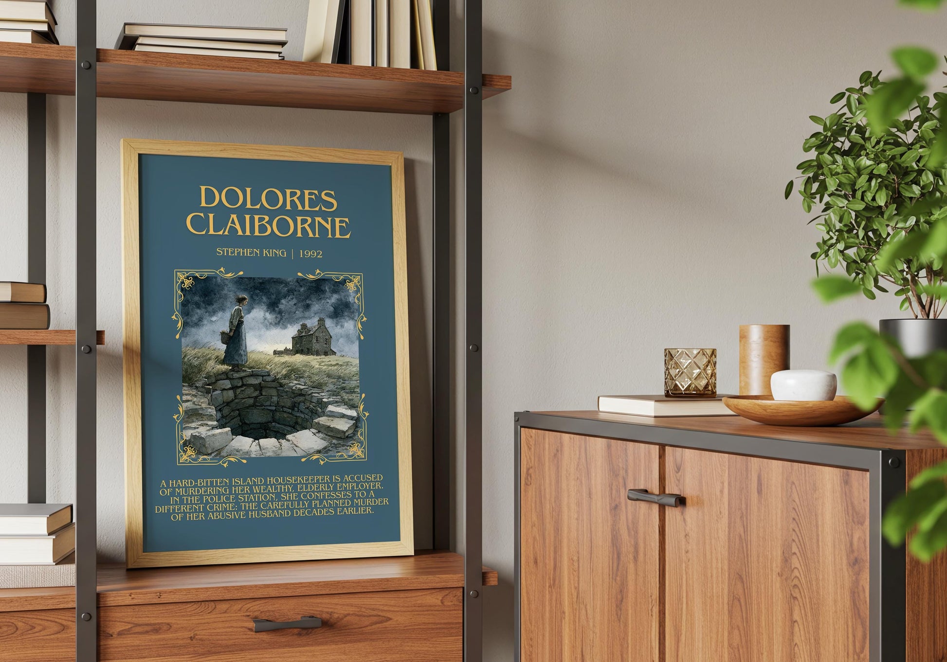 Dolores Claiborne by Stephen King Descriptive, High Quality Poster Print.Free Delivery Wall Art. Author&Blurb Book Artwork Novel Nook Gift