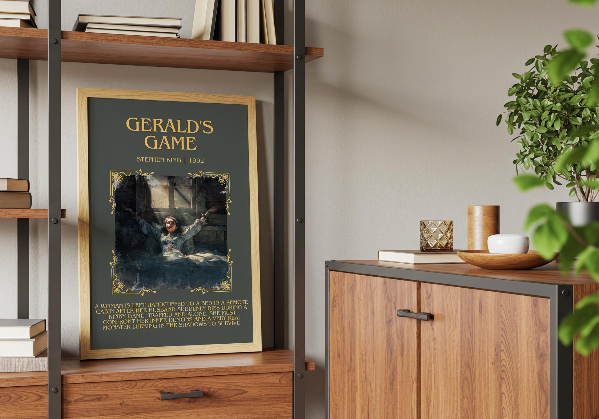 Gerald's Game by Stephen King Descriptive, High Quality Poster Print.Free Delivery Wall Art. Author&Blurb Book Artwork Novel Nook Gift