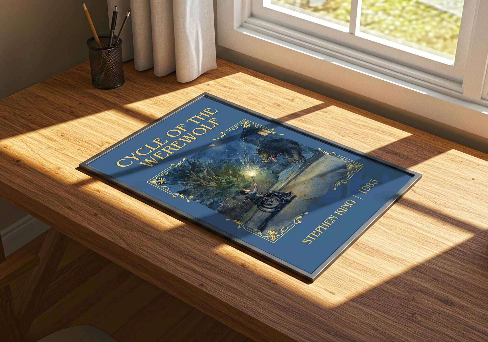 Cycle Of The Werewolf by Stephen King Descriptive, High Quality Poster Print.Free Delivery Wall Art. Author&Blurb Book Artwork Novel Nook