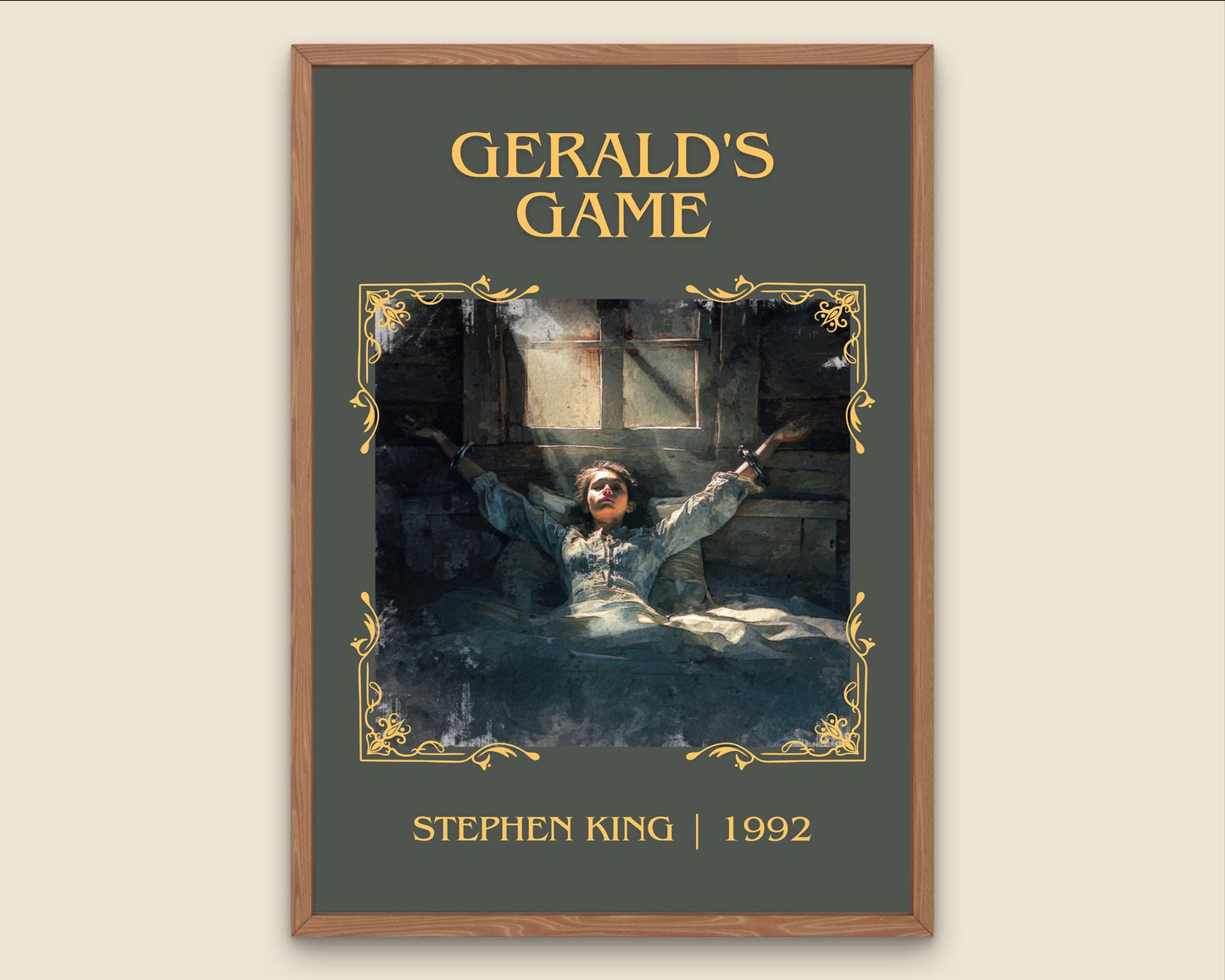 Gerald's Game by Stephen King Descriptive, High Quality Poster Print.Free Delivery Wall Art. Author&Blurb Book Artwork Novel Nook Gift