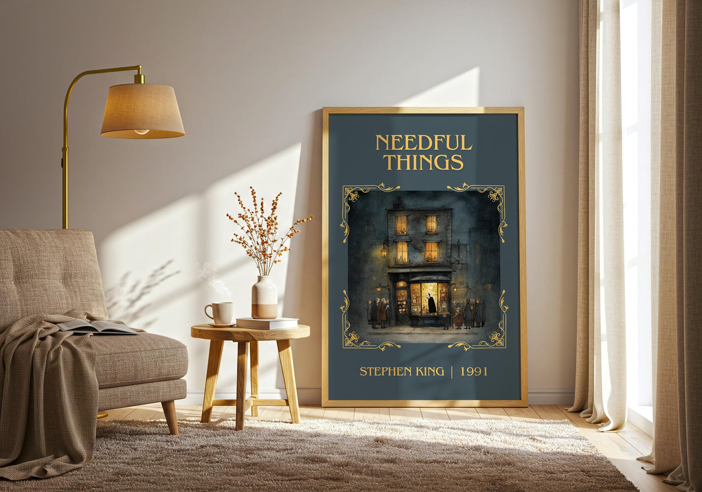 Needful Things by Stephen King Descriptive, High Quality Poster Print.Free Delivery Wall Art. Author&Blurb Book Artwork Novel Nook Gift