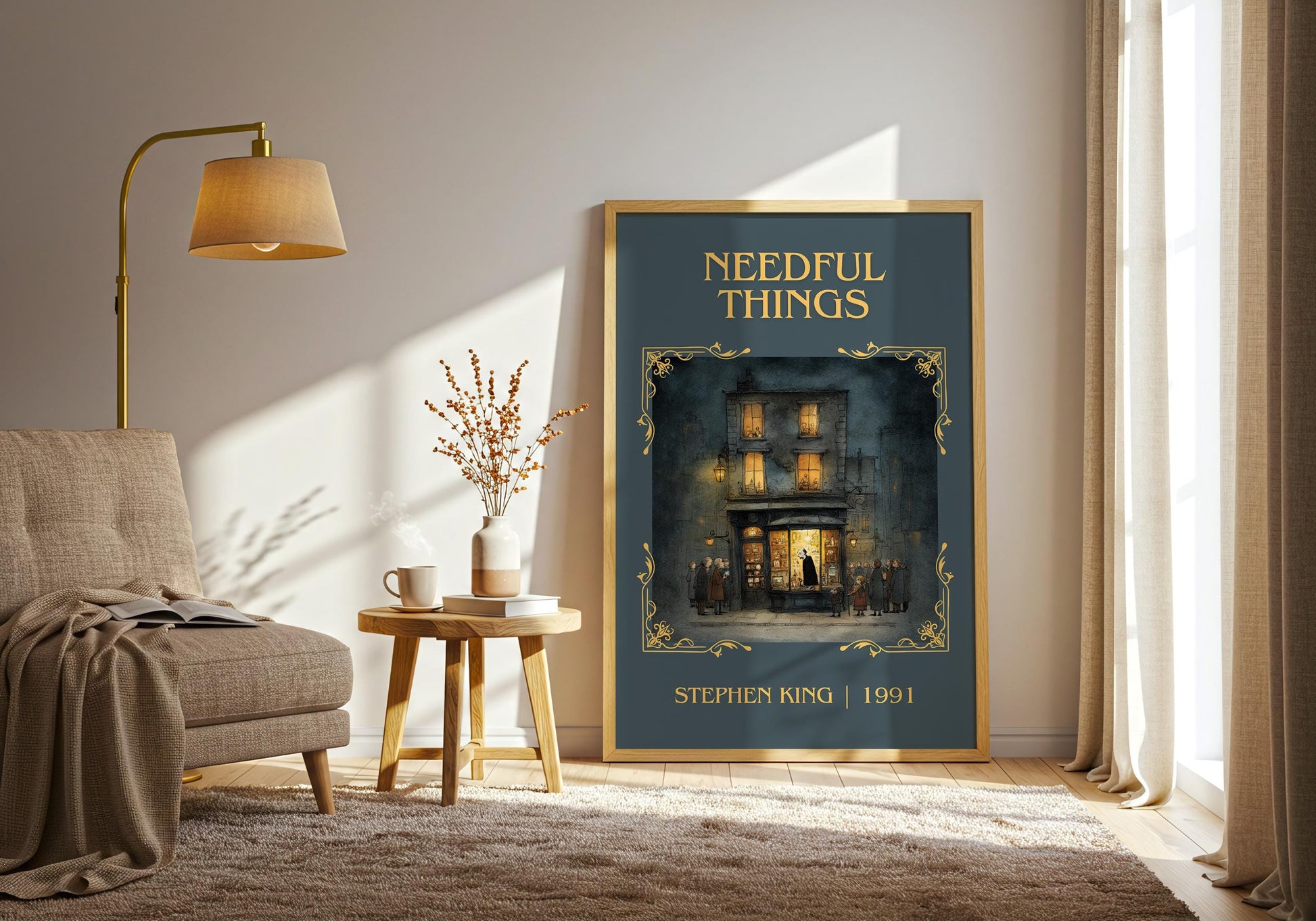 Needful Things by Stephen King Descriptive, High Quality Poster Print.Free Delivery Wall Art. Author&Blurb Book Artwork Novel Nook Gift