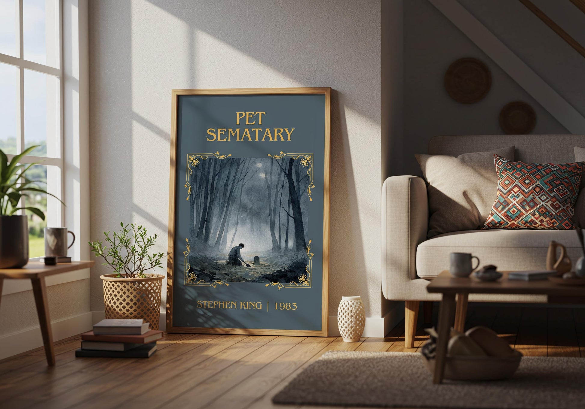 Pet Sematary by Stephen King Descriptive, High Quality Poster Print.Free Delivery Wall Art. Author&Blurb Book Artwork Novel Nook Gift