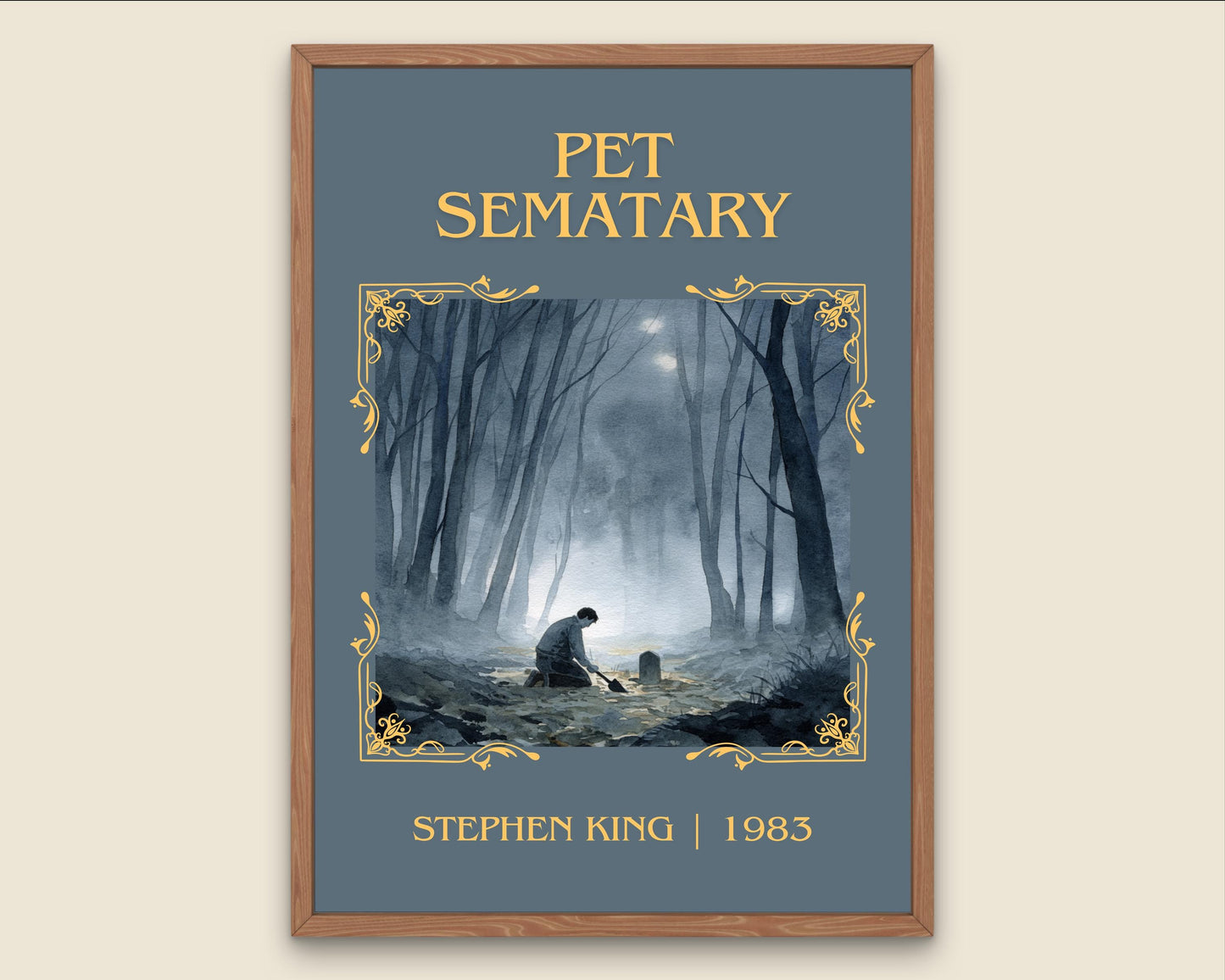 Pet Sematary by Stephen King Descriptive, High Quality Poster Print.Free Delivery Wall Art. Author&Blurb Book Artwork Novel Nook Gift