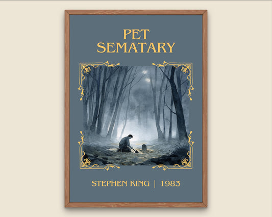 Pet Sematary by Stephen King Descriptive, High Quality Poster Print.Free Delivery Wall Art. Author&Blurb Book Artwork Novel Nook Gift