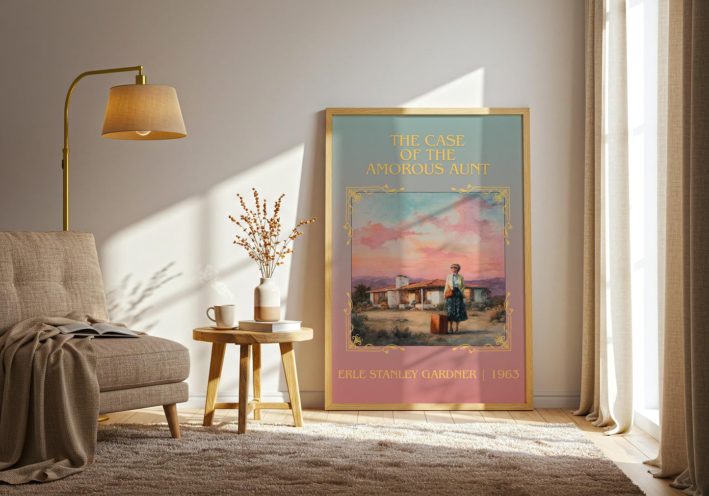 The Case Of The Amorous Aunt by Erle Stanley Gardner Descriptive Poster Print.Free Delivery Wall Art. Author&Blurb Book Artwork Novel Gift