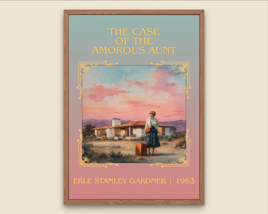 The Case Of The Amorous Aunt by Erle Stanley Gardner Descriptive Poster Print.Free Delivery Wall Art. Author&Blurb Book Artwork Novel Gift