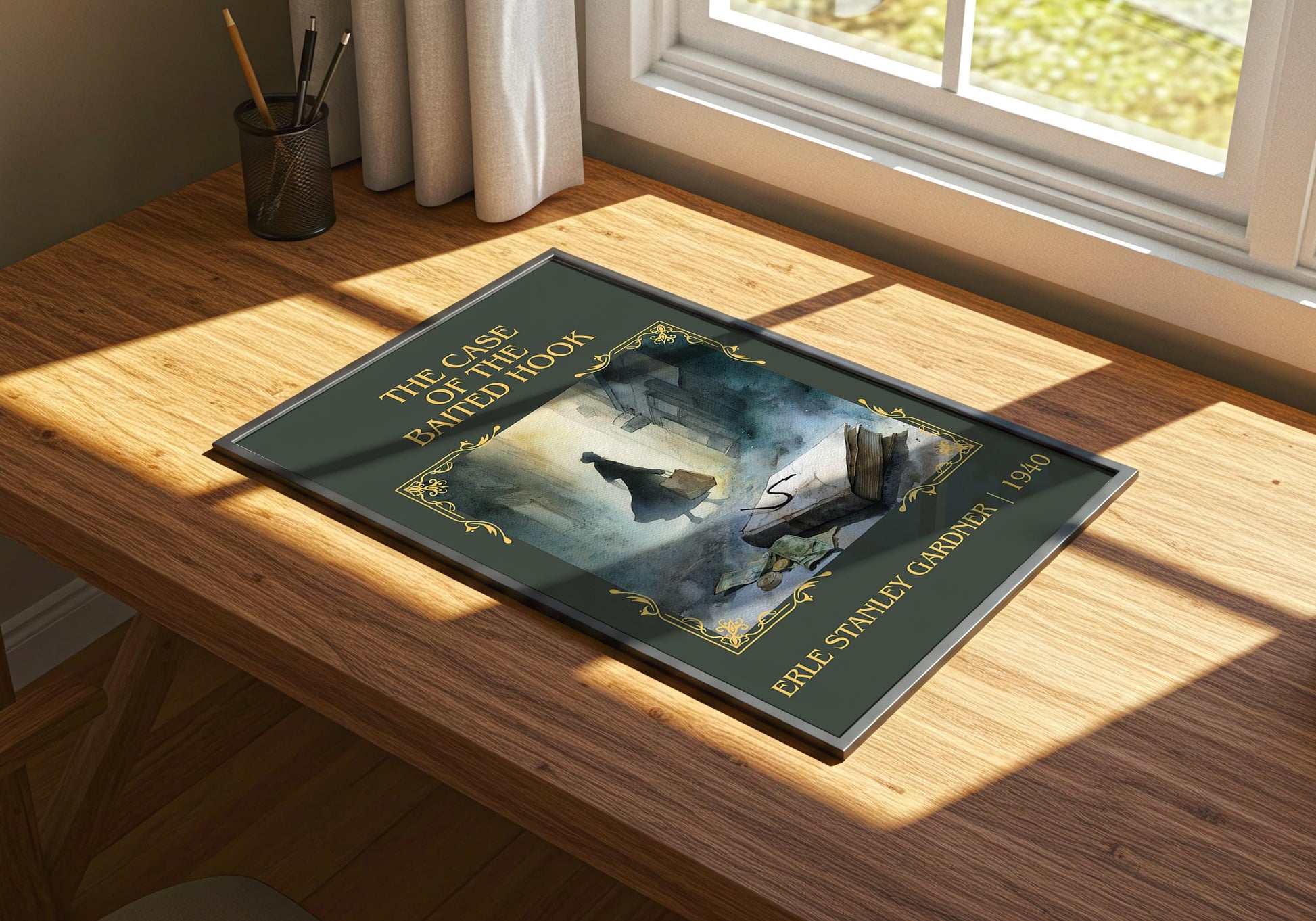The Case Of The Baited Hook by Erle Stanley Gardner Descriptive Poster Print.Free Delivery Wall Art. Author&Blurb Book Artwork Novel Gift