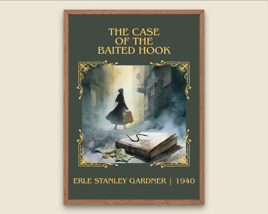 The Case Of The Baited Hook by Erle Stanley Gardner Descriptive Poster Print.Free Delivery Wall Art. Author&Blurb Book Artwork Novel Gift