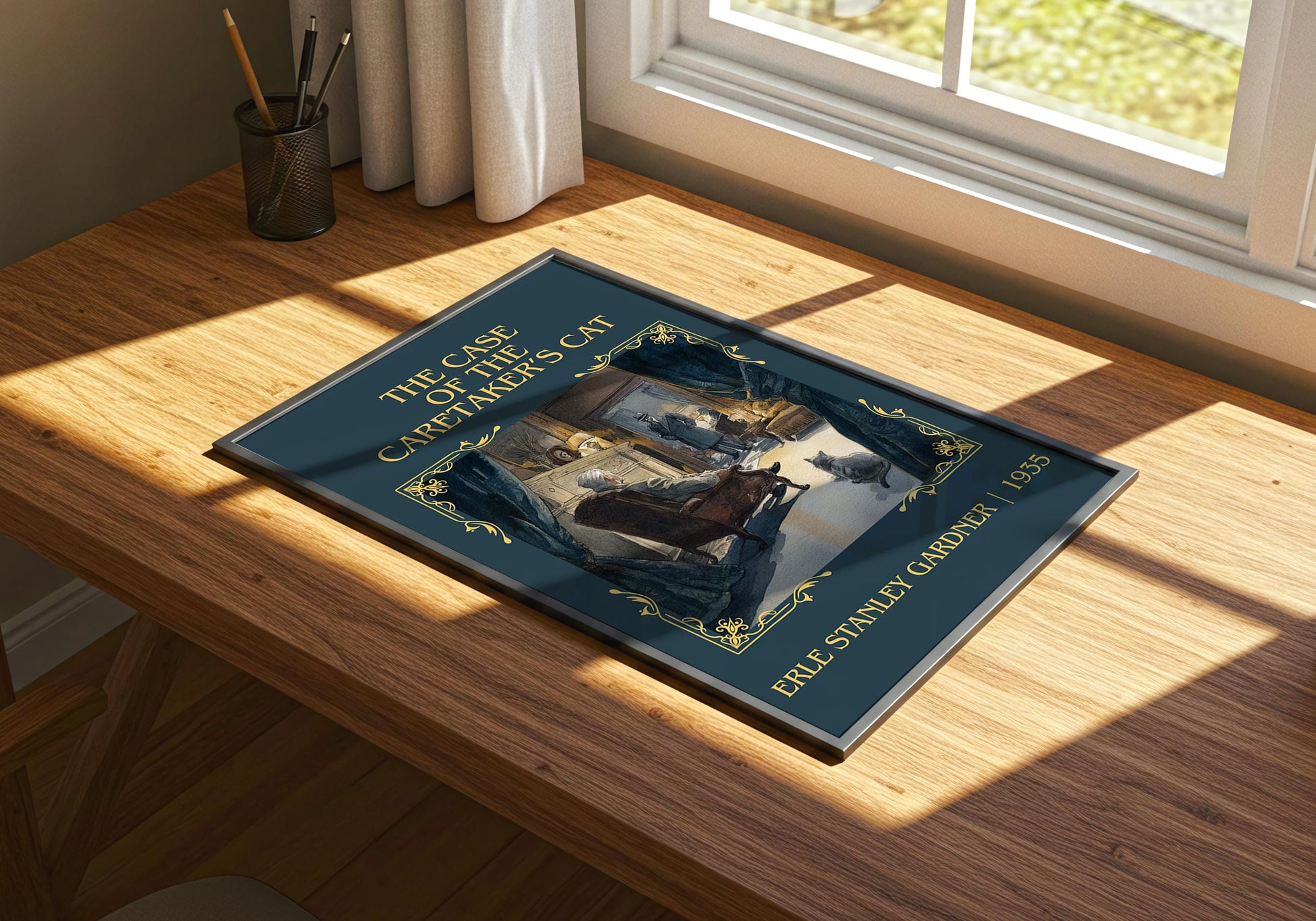 The Case Of The Caretaker's Cat by Erle Stanley Gardner Descriptive Poster Print.Free Delivery Wall Art Author&Blurb Book Artwork Novel