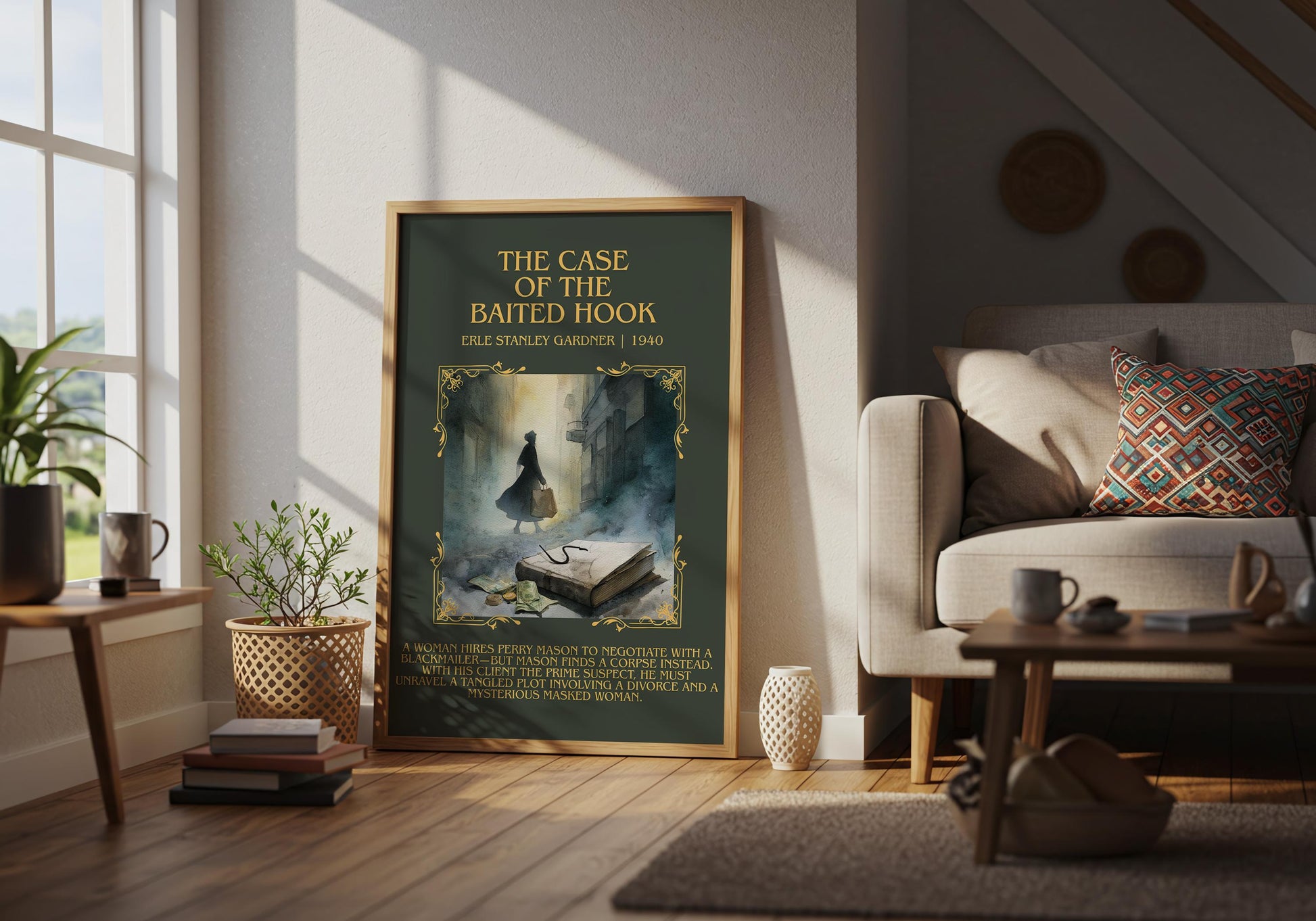 The Case Of The Baited Hook by Erle Stanley Gardner Descriptive Poster Print.Free Delivery Wall Art. Author&Blurb Book Artwork Novel Gift