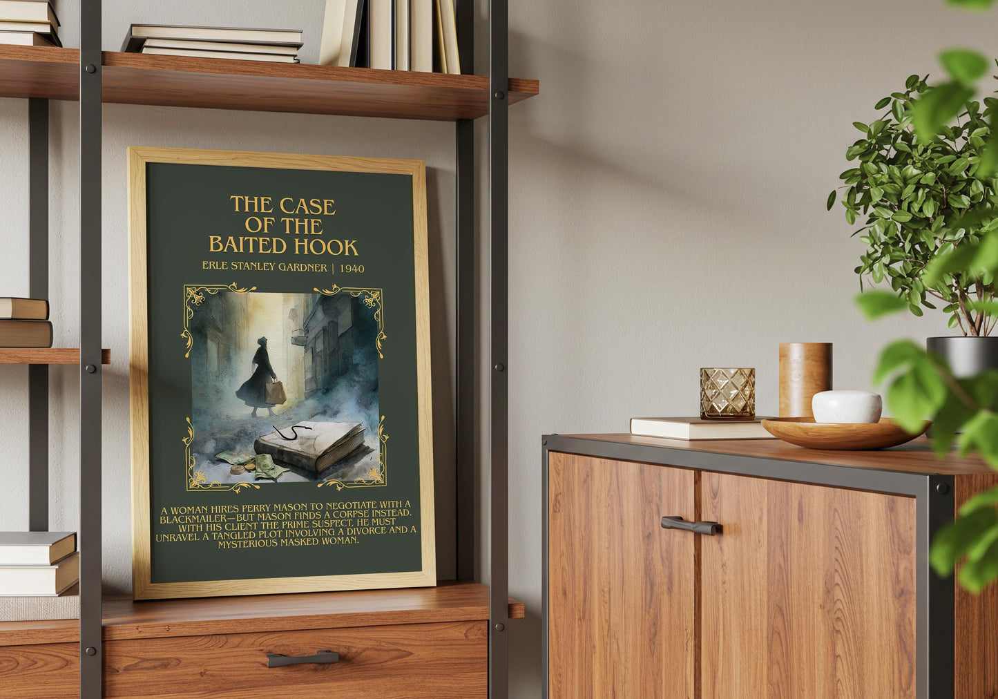 The Case Of The Baited Hook by Erle Stanley Gardner Descriptive Poster Print.Free Delivery Wall Art. Author&Blurb Book Artwork Novel Gift