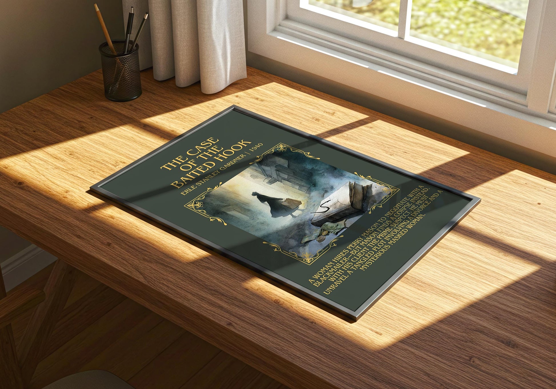 The Case Of The Baited Hook by Erle Stanley Gardner Descriptive Poster Print.Free Delivery Wall Art. Author&Blurb Book Artwork Novel Gift