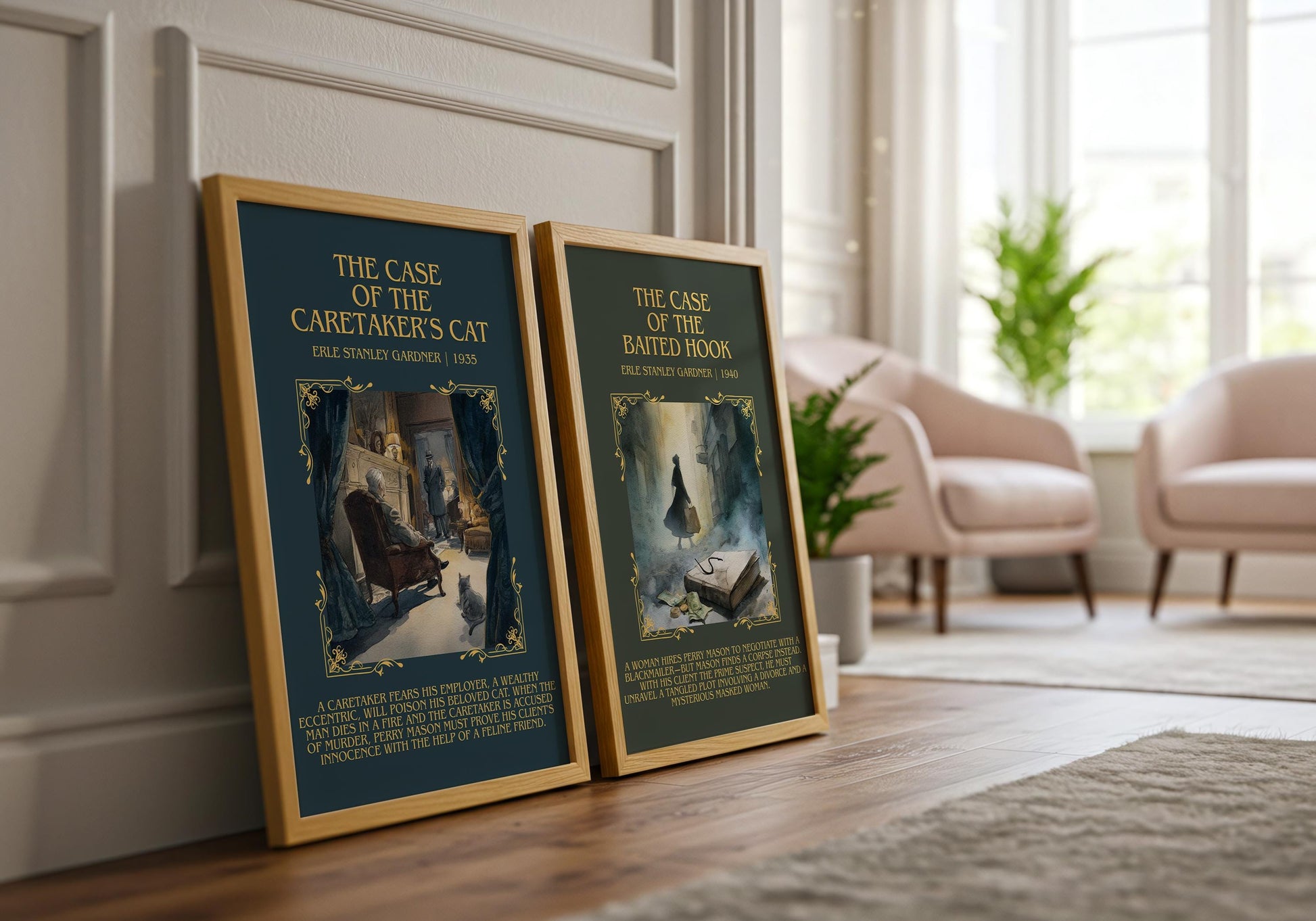 The Case Of The Caretaker's Cat by Erle Stanley Gardner Descriptive Poster Print.Free Delivery Wall Art Author&Blurb Book Artwork Novel