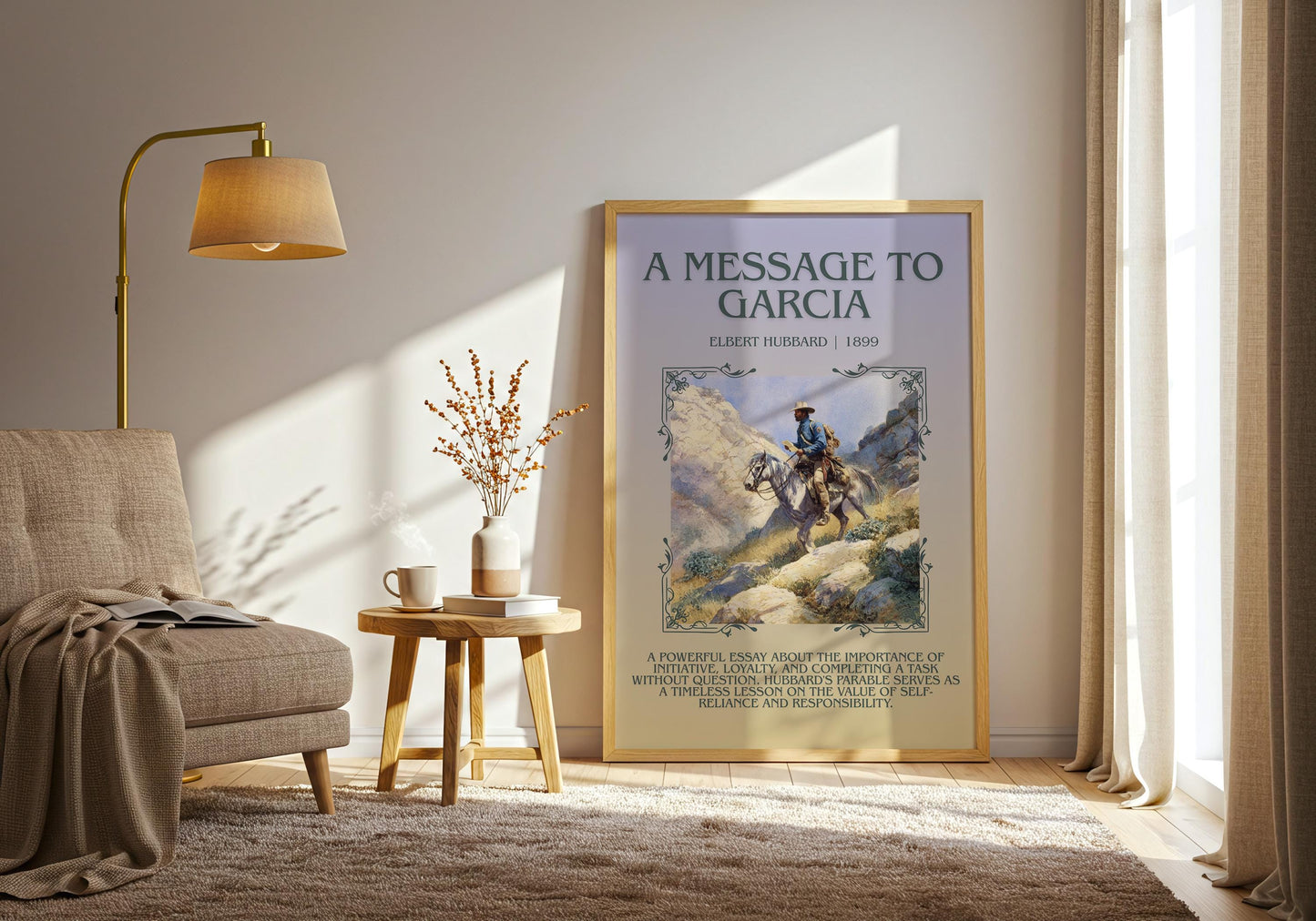 A Message To Garcia by Elbert Hubbard Descriptive Poster Print.Free Delivery Wall Art Author&Blurb Book Artwork Novel Poster Minimalist