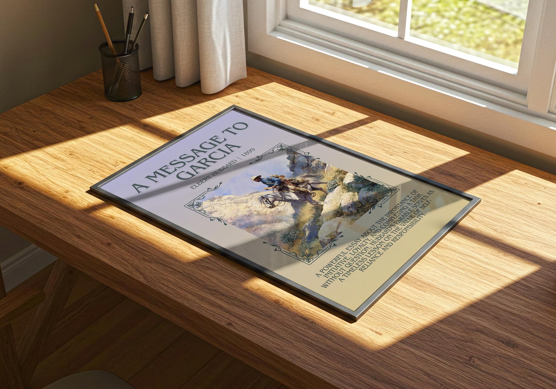 A Message To Garcia by Elbert Hubbard Descriptive Poster Print.Free Delivery Wall Art Author&Blurb Book Artwork Novel Poster Minimalist