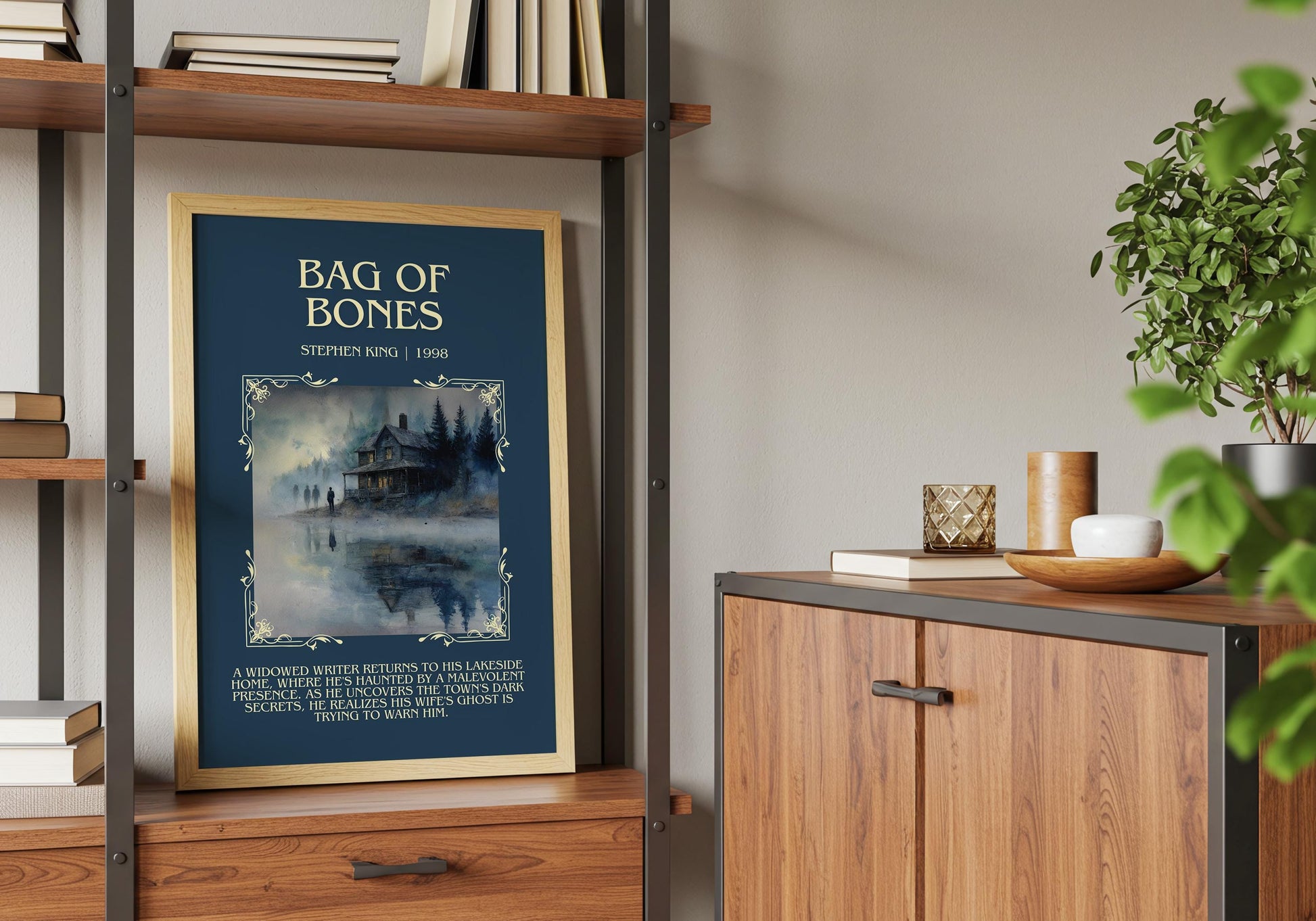 Bag Of Bones by Stephen King Descriptive Poster Print.Free Delivery Wall Art Author&Blurb Book Artwork Novel Poster Minimalist