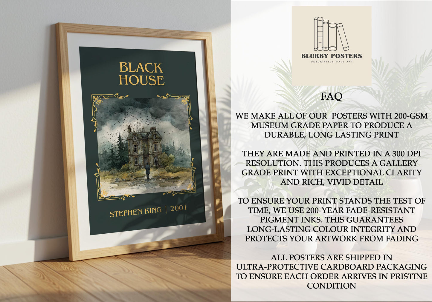 Black House by Stephen King Descriptive Poster Print.Free Delivery Wall Art Author&Blurb Book Artwork Novel Poster Minimalist