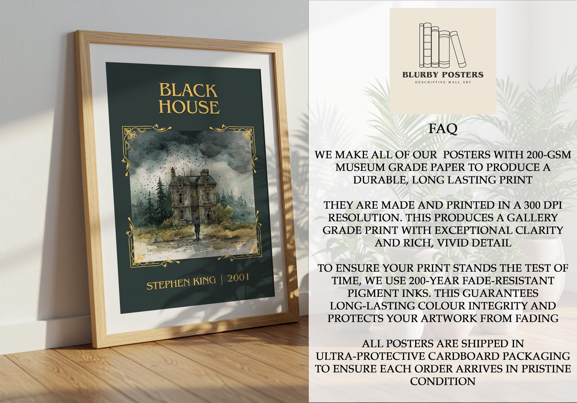 Black House by Stephen King Descriptive Poster Print.Free Delivery Wall Art Author&Blurb Book Artwork Novel Poster Minimalist