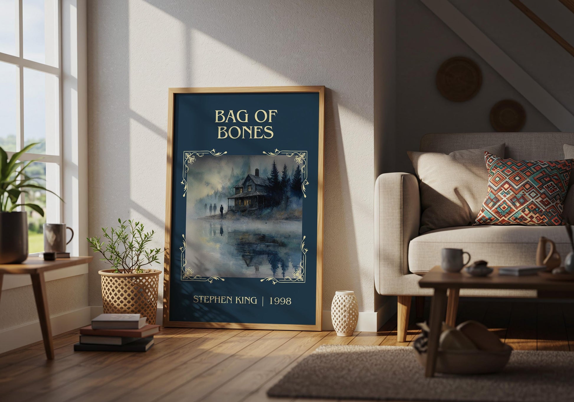 Bag Of Bones by Stephen King Descriptive Poster Print.Free Delivery Wall Art Author&Blurb Book Artwork Novel Poster Minimalist