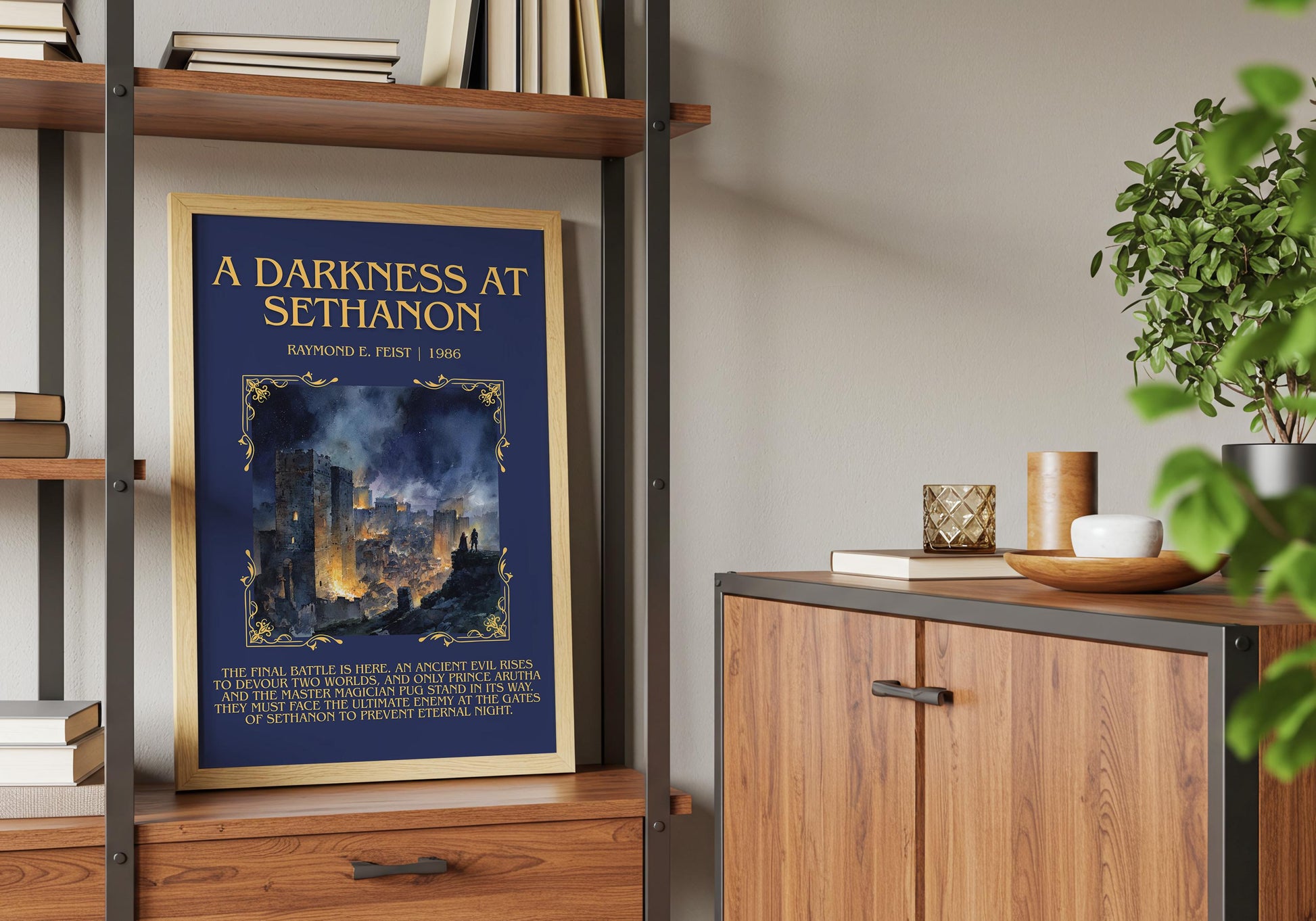 A Darkness At Sethanon by Raymond E.Feist Descriptive Poster Print.Free Delivery Wall Art Author&Blurb Book Artwork Novel Poster