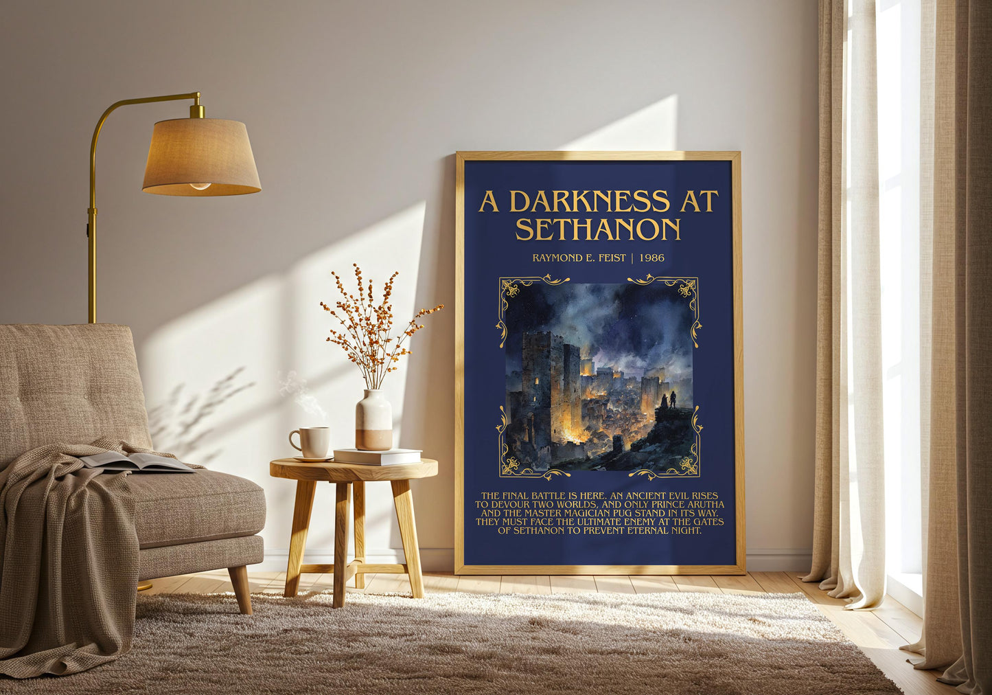 A Darkness At Sethanon by Raymond E.Feist Descriptive Poster Print.Free Delivery Wall Art Author&Blurb Book Artwork Novel Poster