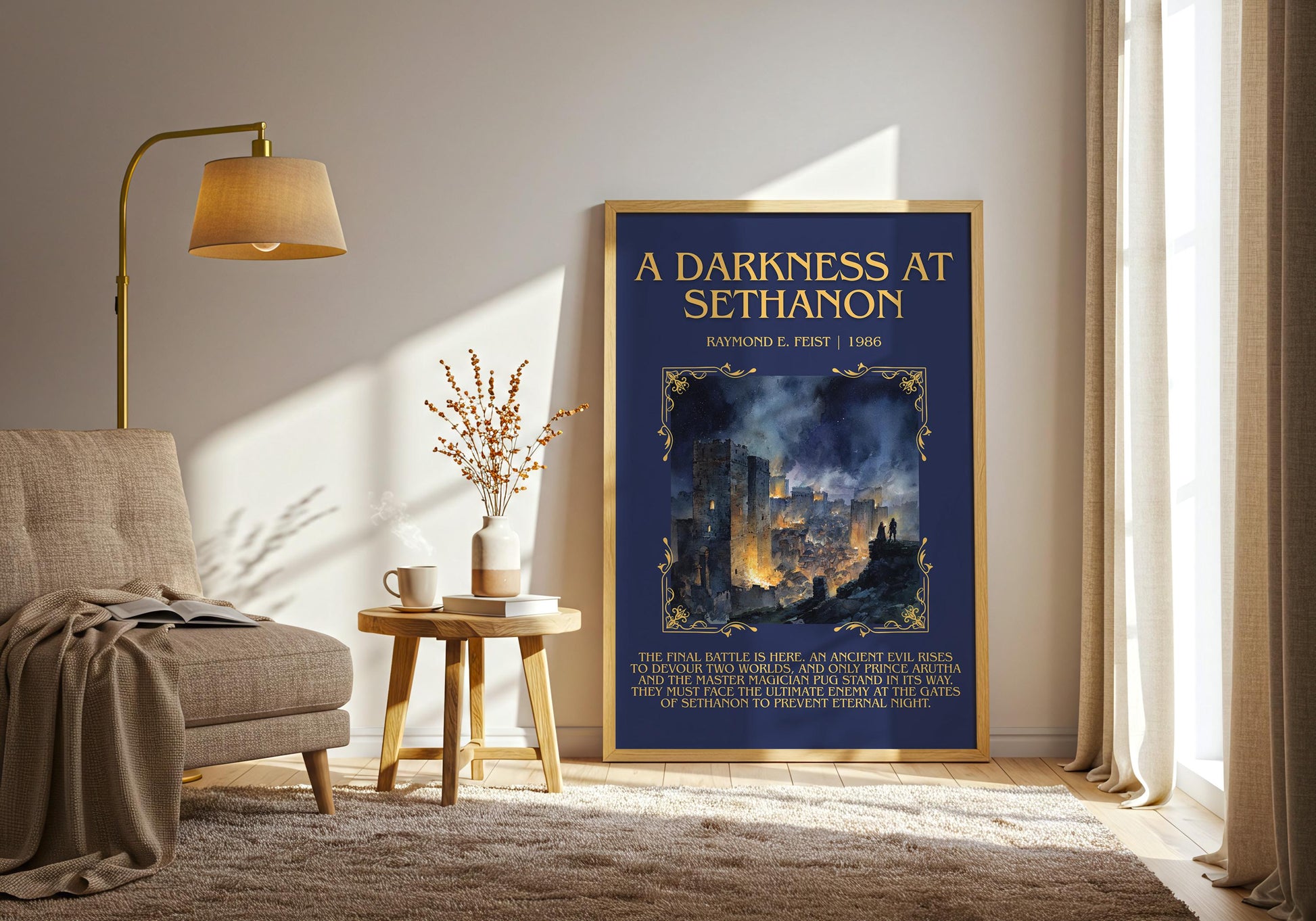 A Darkness At Sethanon by Raymond E.Feist Descriptive Poster Print.Free Delivery Wall Art Author&Blurb Book Artwork Novel Poster