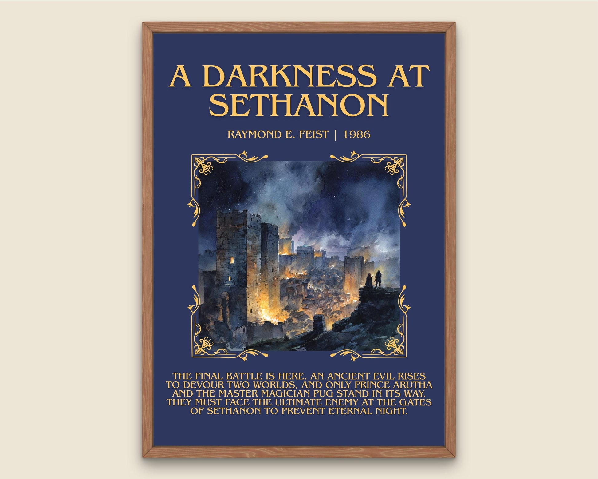 A Darkness At Sethanon by Raymond E.Feist Descriptive Poster Print.Free Delivery Wall Art Author&Blurb Book Artwork Novel Poster