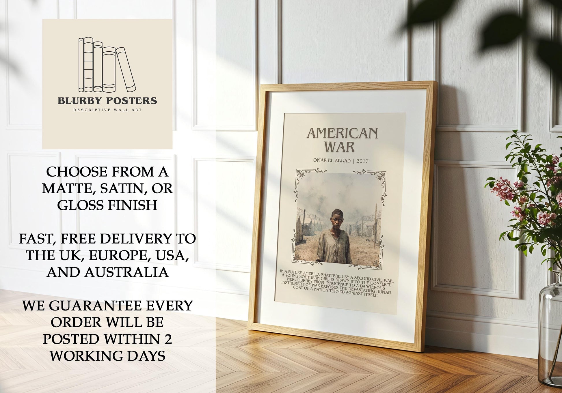 American War by Omar El Akkad Descriptive Poster Print.Free Delivery Wall Art Author&Blurb Book Artwork Novel Poster