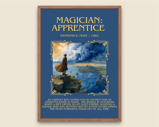 Magician: Apprentice by Raymond E.Feist Descriptive Poster Print.Free Delivery Wall Art Author&Blurb Book Artwork Novel Poster