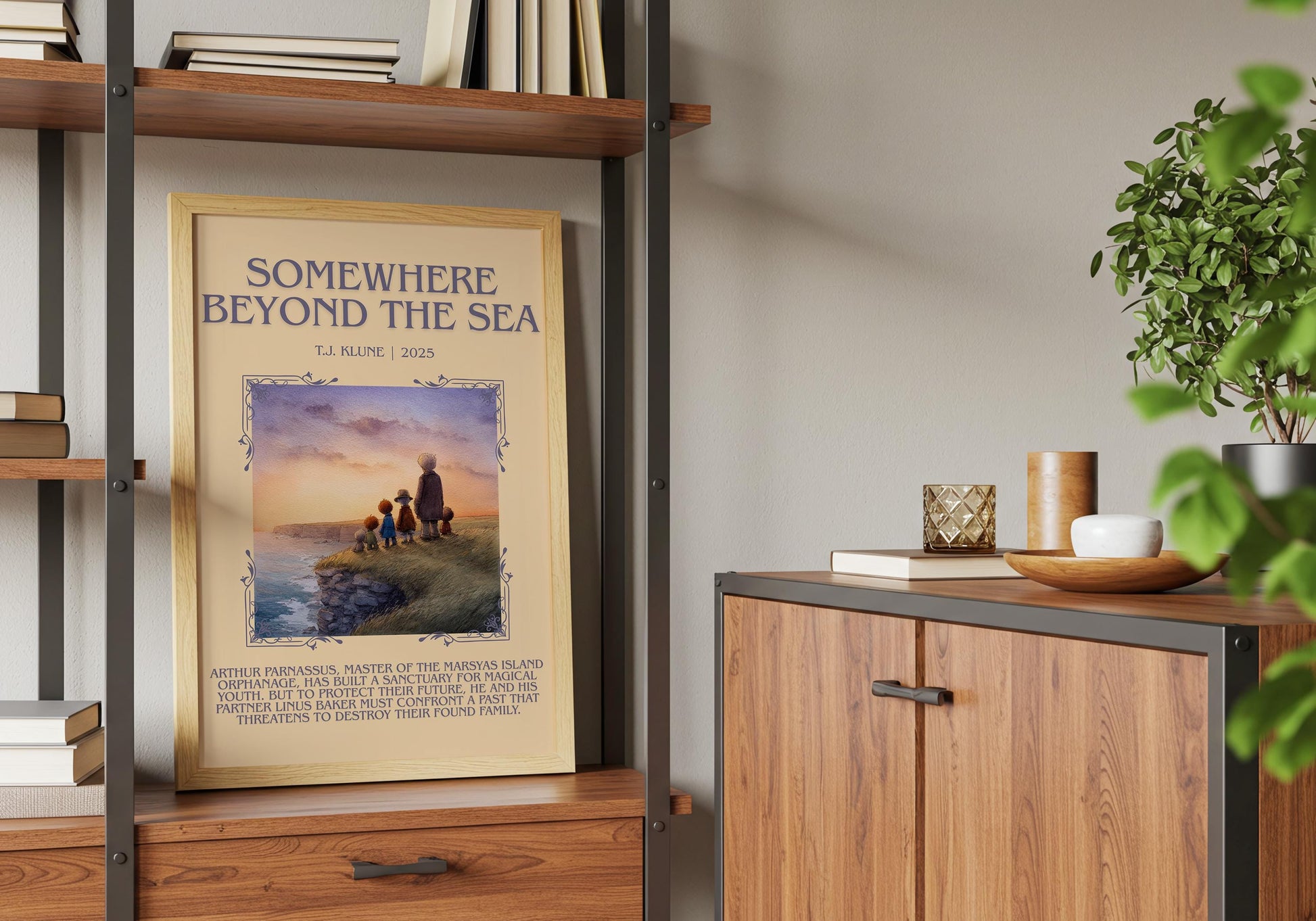 Somewhere Beyond The Sea by T.J. Klune Descriptive Poster Print.Free Delivery Wall Art Author&Blurb Book Artwork Novel Poster