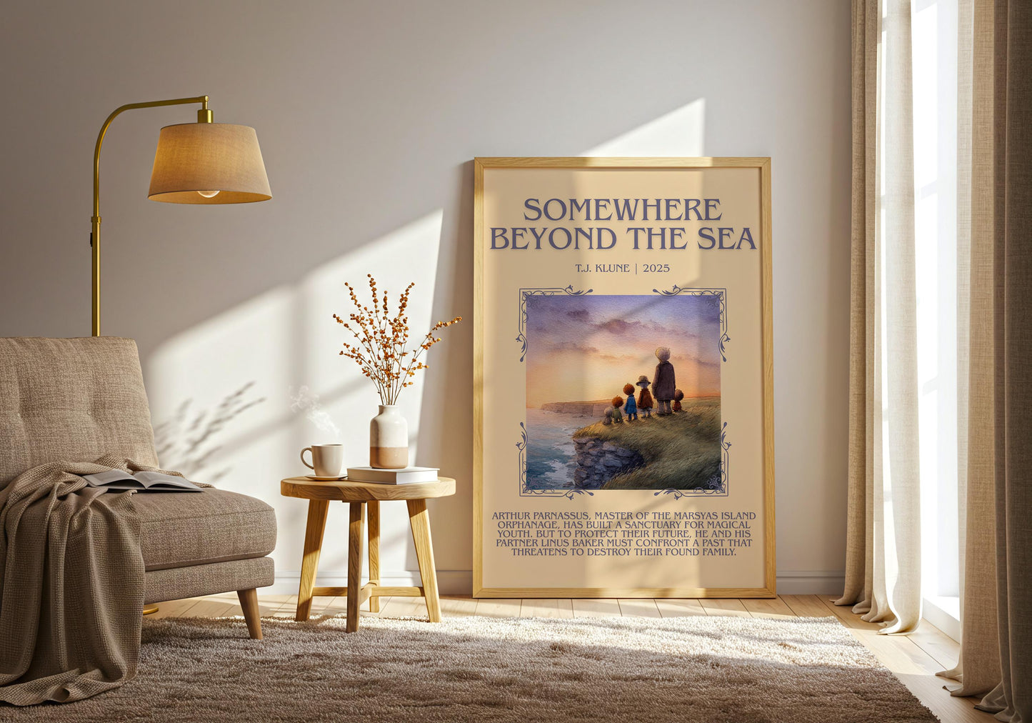Somewhere Beyond The Sea by T.J. Klune Descriptive Poster Print.Free Delivery Wall Art Author&Blurb Book Artwork Novel Poster