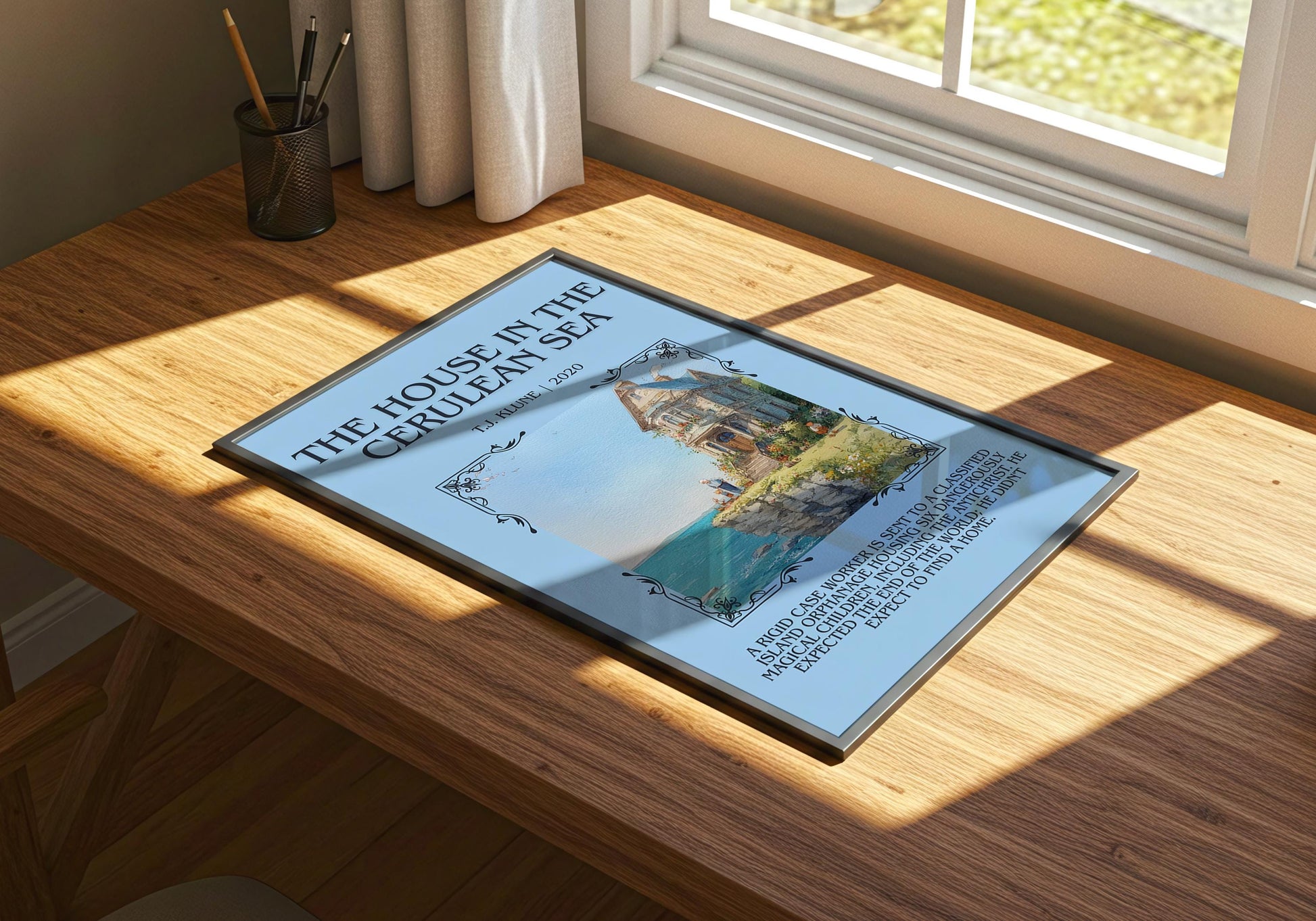The House In The Cerulean Sea by T.J. Klune Descriptive Poster Print.Free Delivery Wall Art Author&Blurb Book Artwork Novel Poster