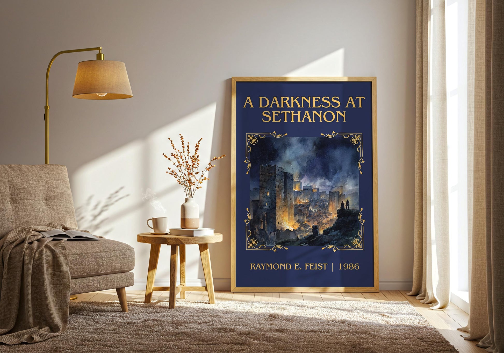A Darkness At Sethanon by Raymond E.Feist Descriptive Poster Print.Free Delivery Wall Art Author&Blurb Book Artwork Novel Poster