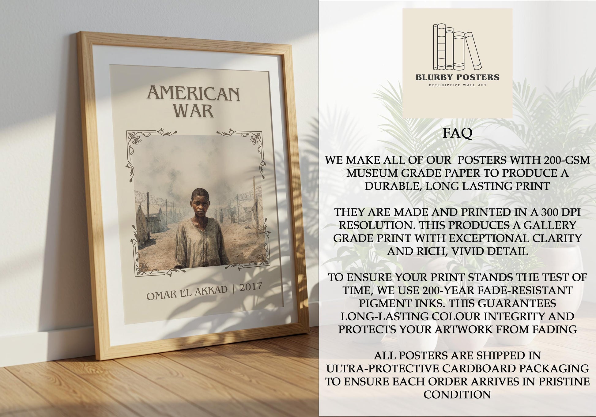 American War by Omar El Akkad Descriptive Poster Print.Free Delivery Wall Art Author&Blurb Book Artwork Novel Poster