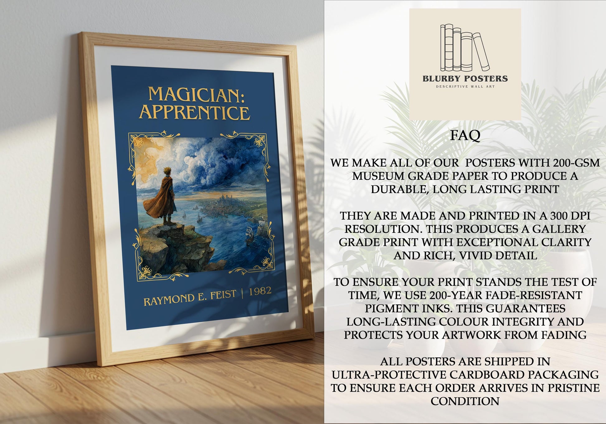 Magician: Apprentice by Raymond E.Feist Descriptive Poster Print.Free Delivery Wall Art Author&Blurb Book Artwork Novel Poster