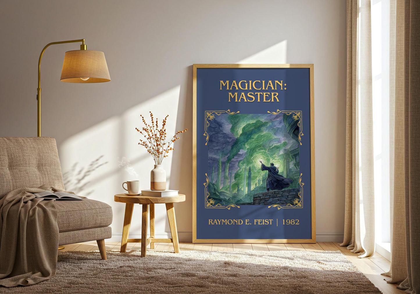 Magician: Master by Raymond E.Feist Descriptive Poster Print.Free Delivery Wall Art Author&Blurb Book Artwork Novel Poster