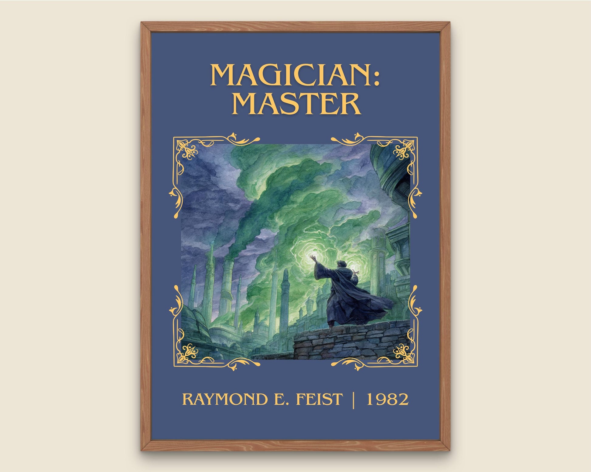 Magician: Master by Raymond E.Feist Descriptive Poster Print.Free Delivery Wall Art Author&Blurb Book Artwork Novel Poster