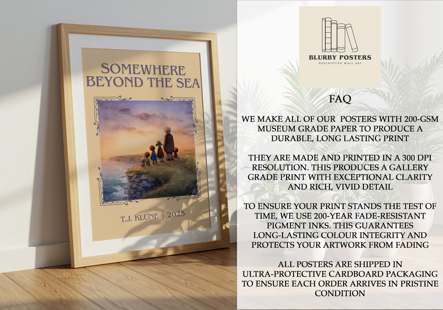 Somewhere Beyond The Sea by T.J. Klune Descriptive Poster Print.Free Delivery Wall Art Author&Blurb Book Artwork Novel Poster