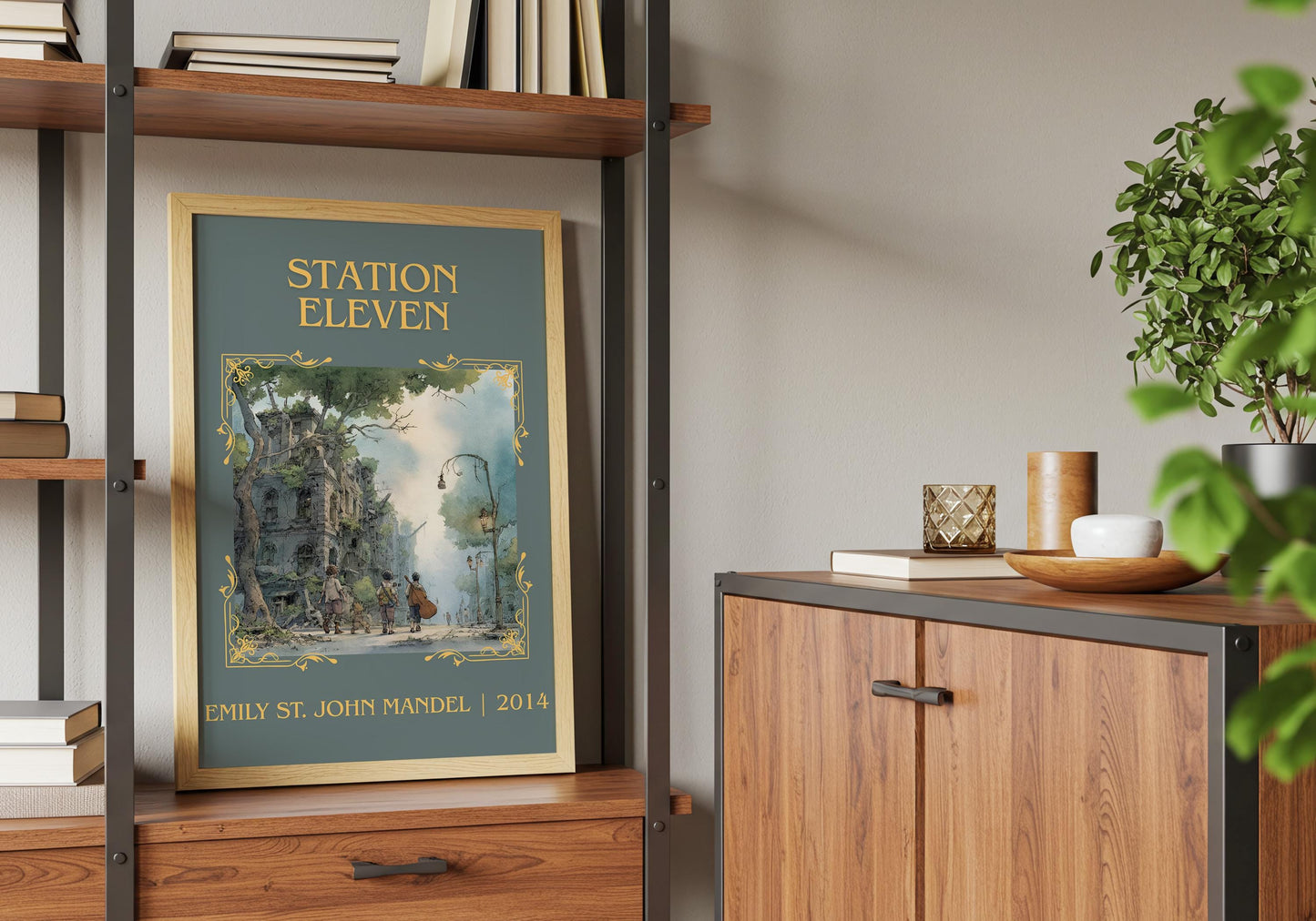 Station Eleven by Emily St. John Mandel Descriptive Poster Print.Free Delivery Wall Art Author&Blurb Book Artwork Novel Poster