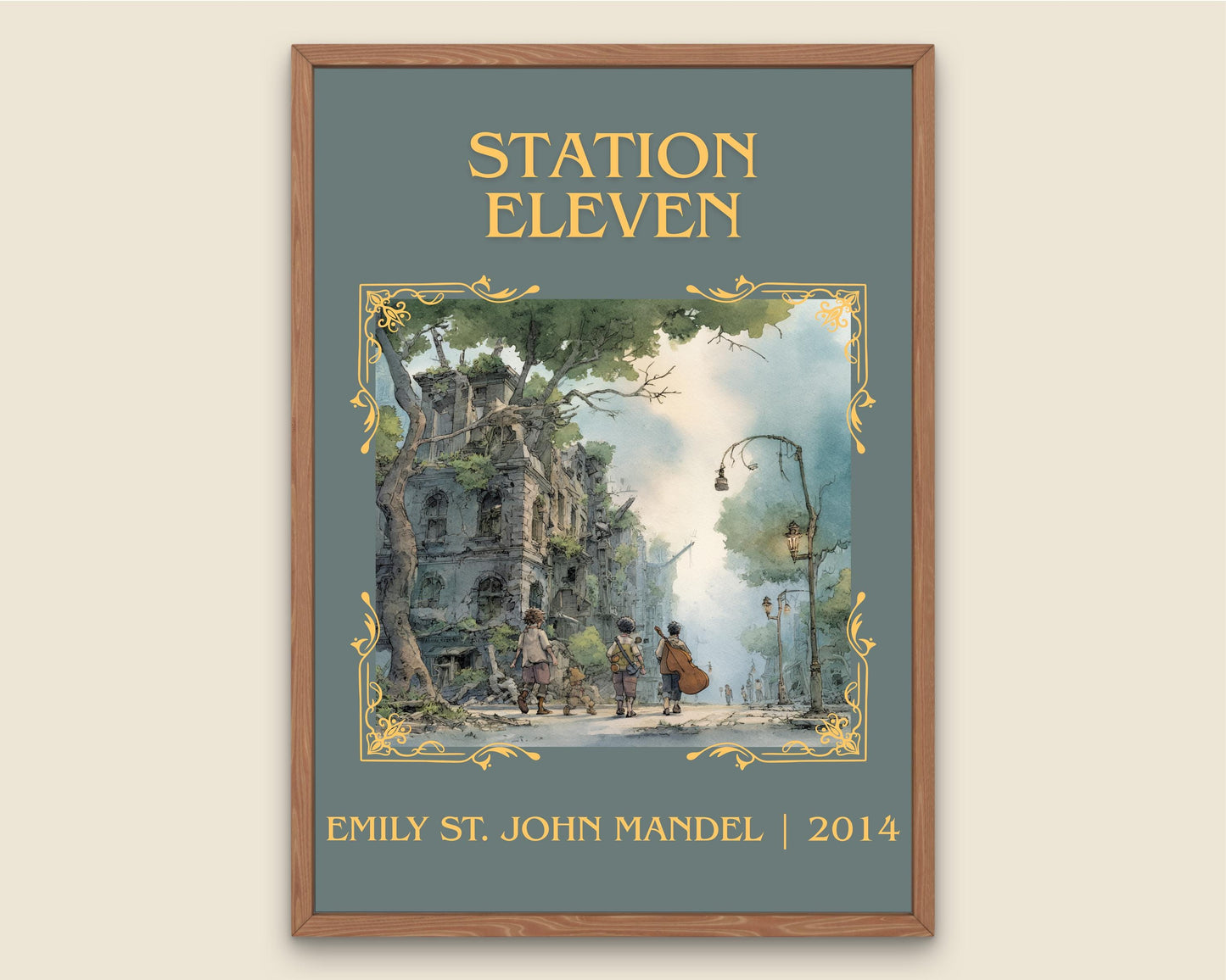 Station Eleven by Emily St. John Mandel Descriptive Poster Print.Free Delivery Wall Art Author&Blurb Book Artwork Novel Poster
