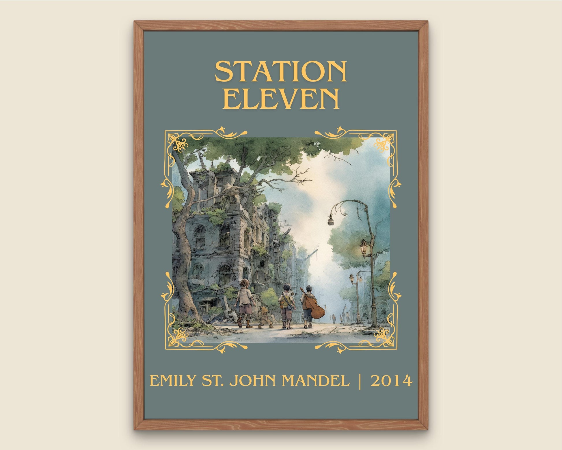 Station Eleven by Emily St. John Mandel Descriptive Poster Print.Free Delivery Wall Art Author&Blurb Book Artwork Novel Poster