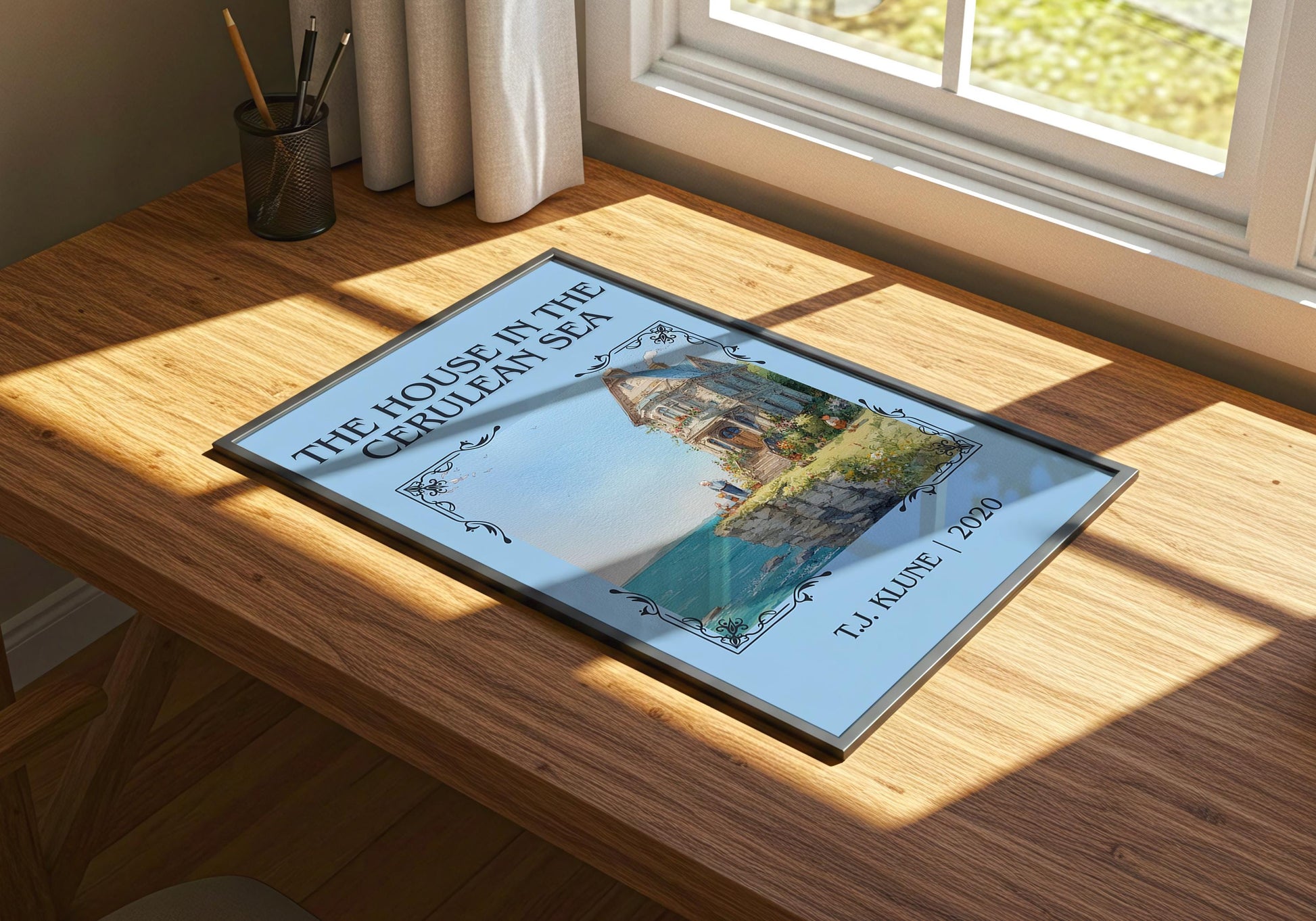 The House In The Cerulean Sea by T.J. Klune Descriptive Poster Print.Free Delivery Wall Art Author&Blurb Book Artwork Novel Poster