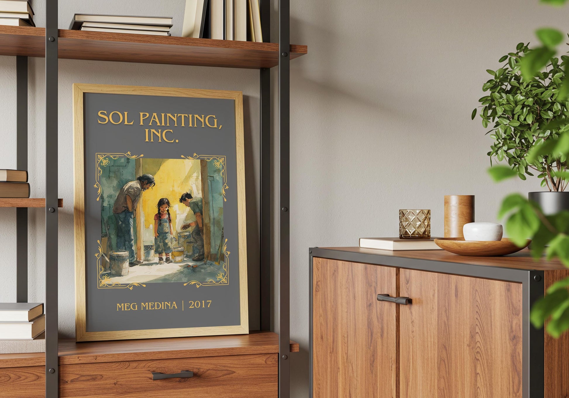 Sol Painting, Inc. by Meg Medina Descriptive Poster Print.Free Delivery Wall Art Author&Blurb Book Artwork Novel Poster