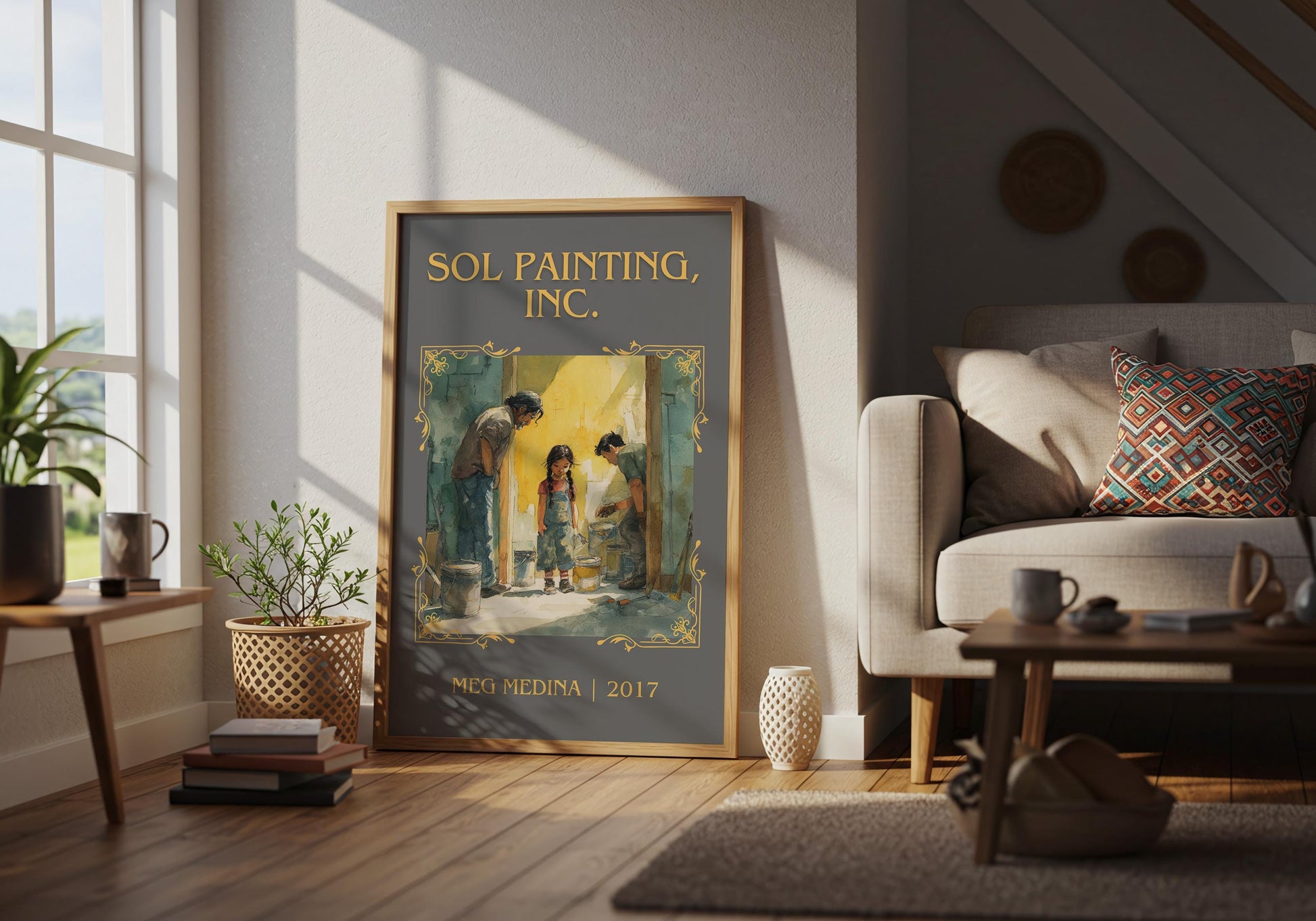 Sol Painting, Inc. by Meg Medina Descriptive Poster Print.Free Delivery Wall Art Author&Blurb Book Artwork Novel Poster