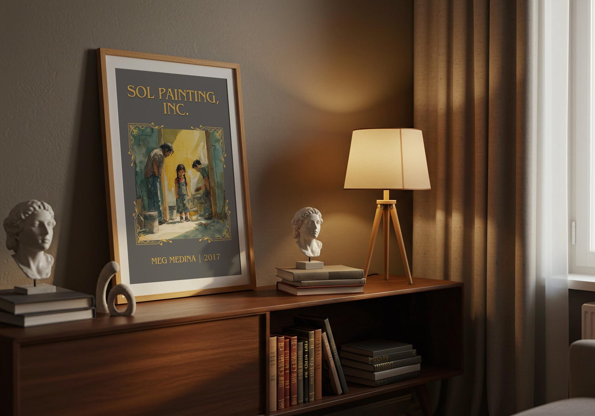 Sol Painting, Inc. by Meg Medina Descriptive Poster Print.Free Delivery Wall Art Author&Blurb Book Artwork Novel Poster