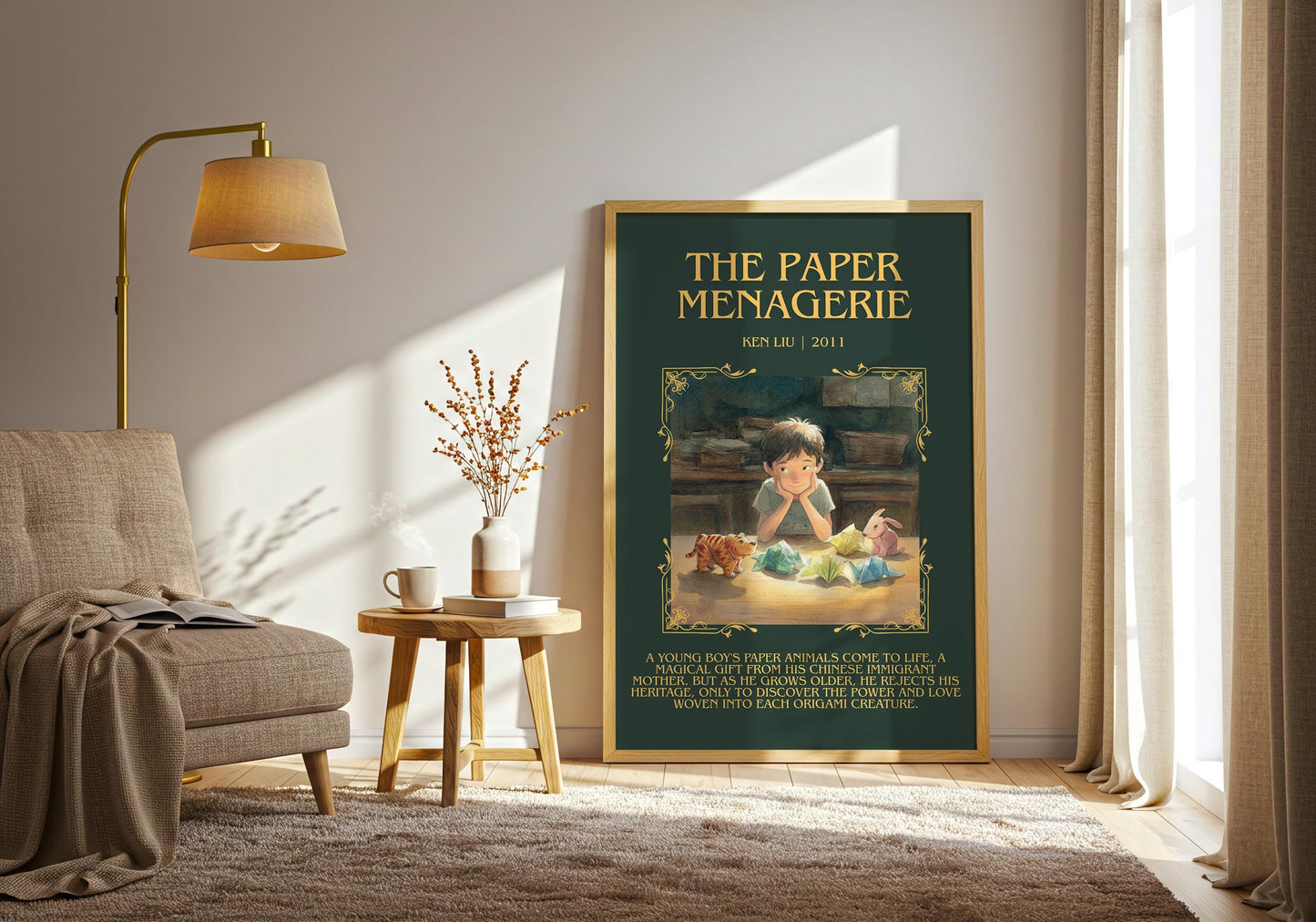 The Paper Menagerie by Ken Liu Descriptive Poster Print.Free Delivery Wall Art Author&Blurb Book Artwork Novel Poster
